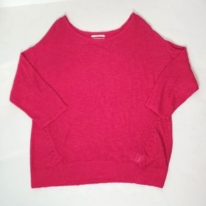 by Anthropologie, pink linen blend oversized sweater, sz M